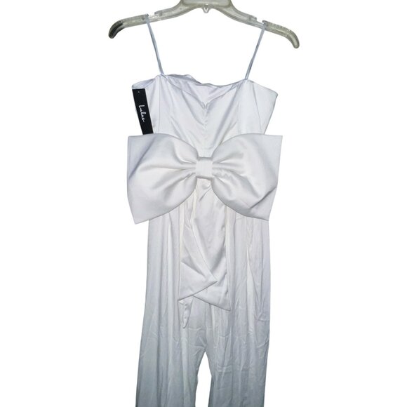 Lulus Beloved Bliss Ivory Strapless Slim Leg Bow Jumpsuit Sz Small Womens White - Picture 5 of 15